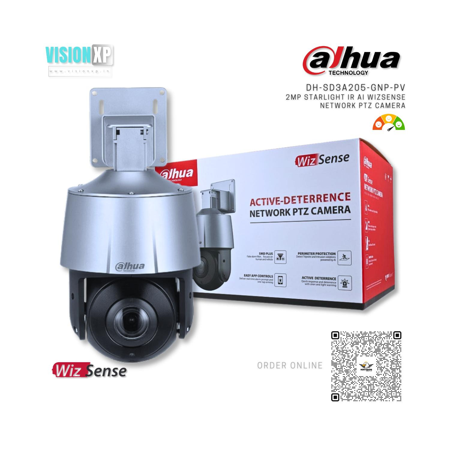 DAHUA DH-SD3A205-GNP-PV 2MP Starlight IR AI WizSens Network PTZ Camera